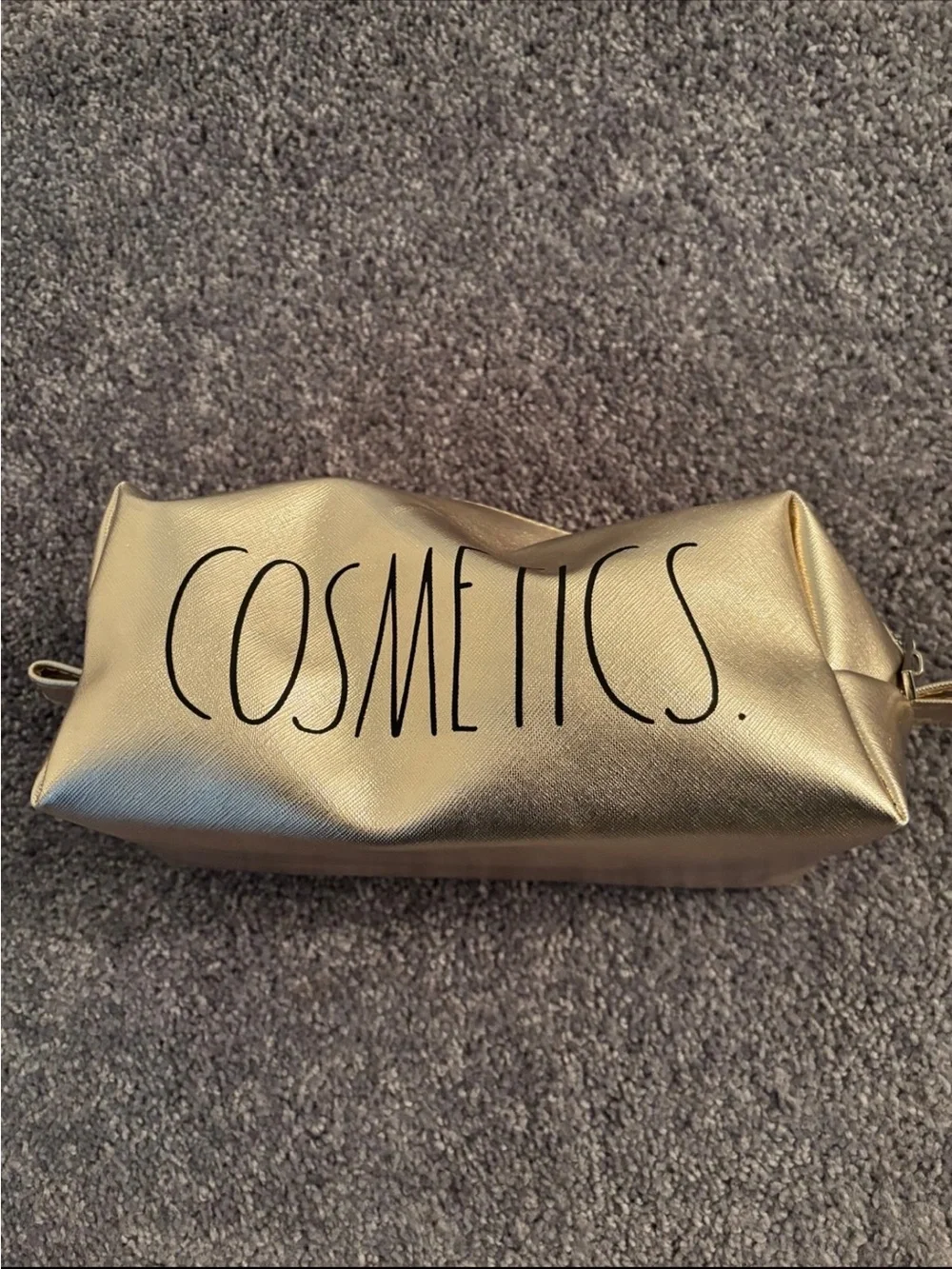 NWOT Gold 'Cosmetics' Makeup Pouch